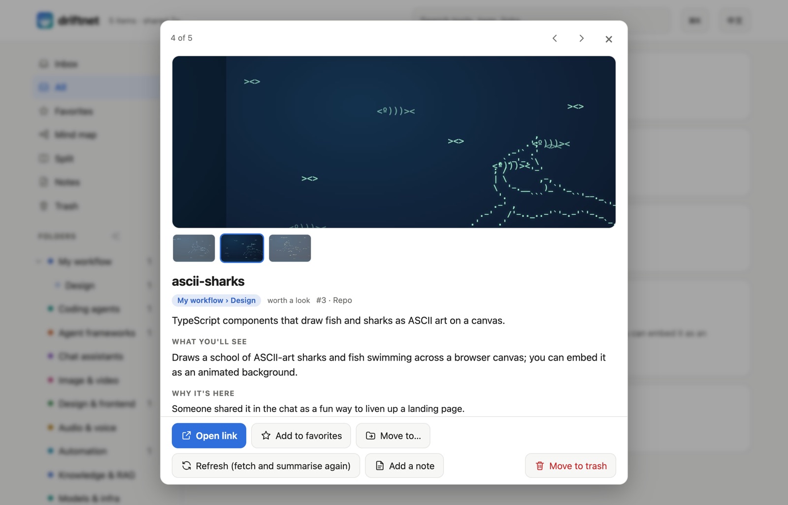 A driftnet card: what it is, what you'll see and why it was shared